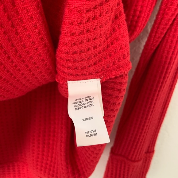 Lucky Brand Red Waffle Knit Thermal Top XL - Picture 4 of 9